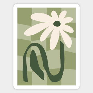 Groovy abstract flowers, Sage green print, Checkerboard, Flower market, Indie decor, Fun art Sticker